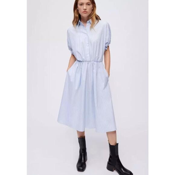 Women's Maje Bleus Ririsa Striped Cotton Midi Shirt Dress size 36 Streetwear - Picture 1 of 6